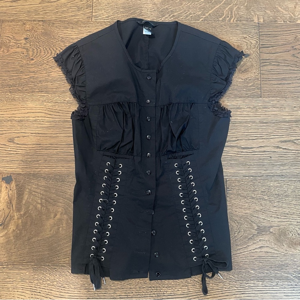 Moda International Black Lace Up Corset Top